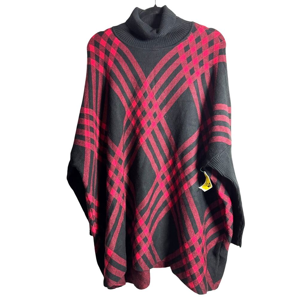JOSEPH A. Red Plaid Sweater NEW Boxy Rayon Blend Size 2X